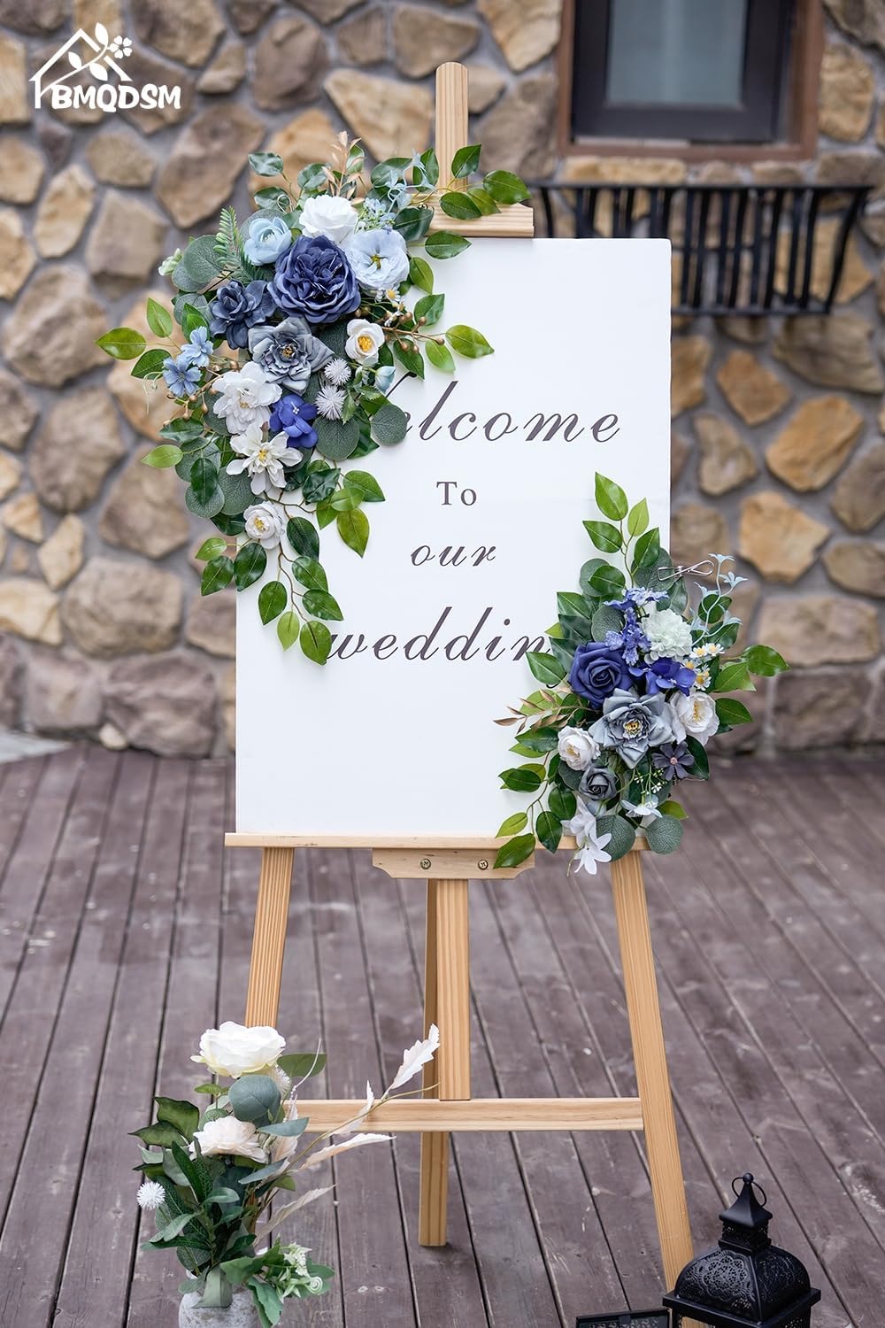 Wedding Welcome Signs with Floral Arch Pack of 2
