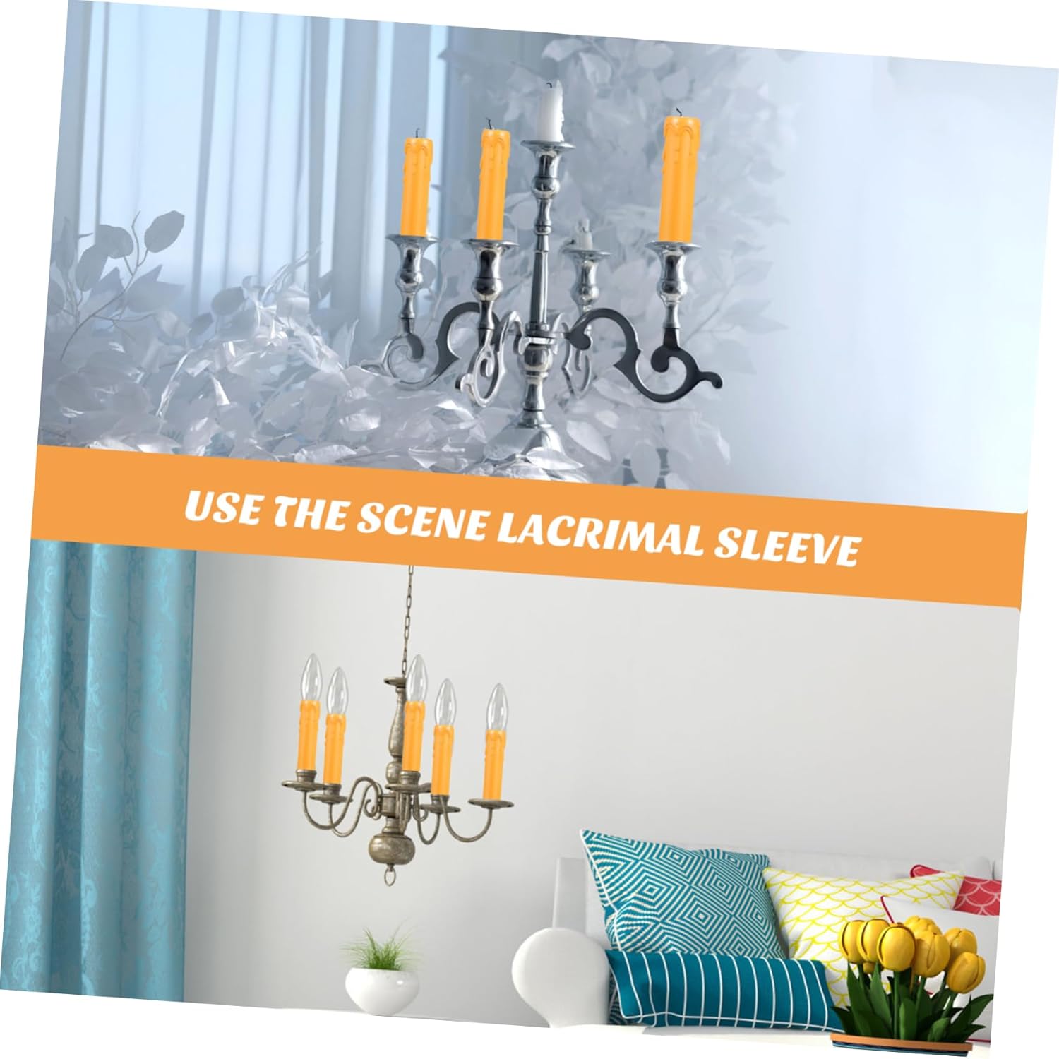 20 Pcs Lightweight Plastic Candle Sleeves with Tear Pattern Chandelier Socket Covers