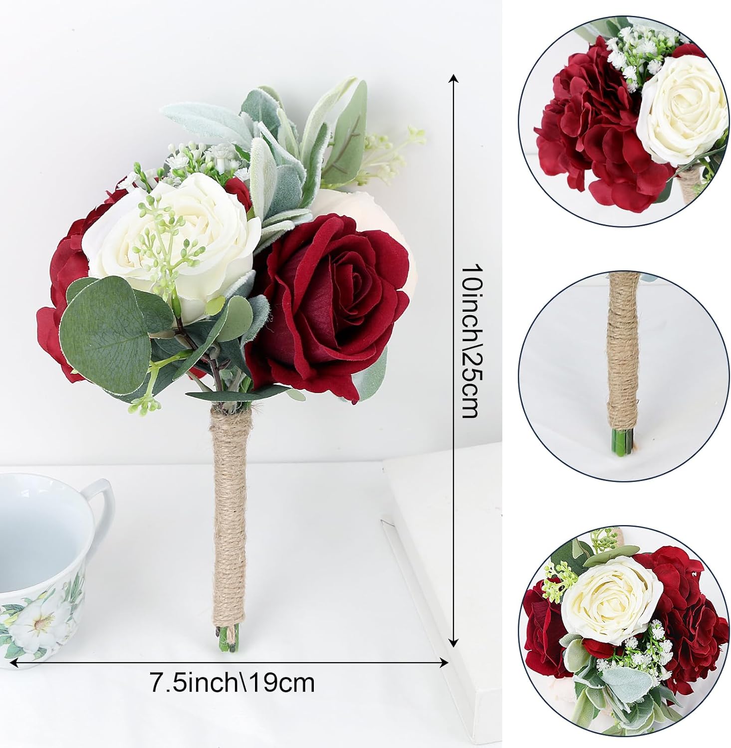 Artificial Flowers Bridesmaids Bouquets Set of 6