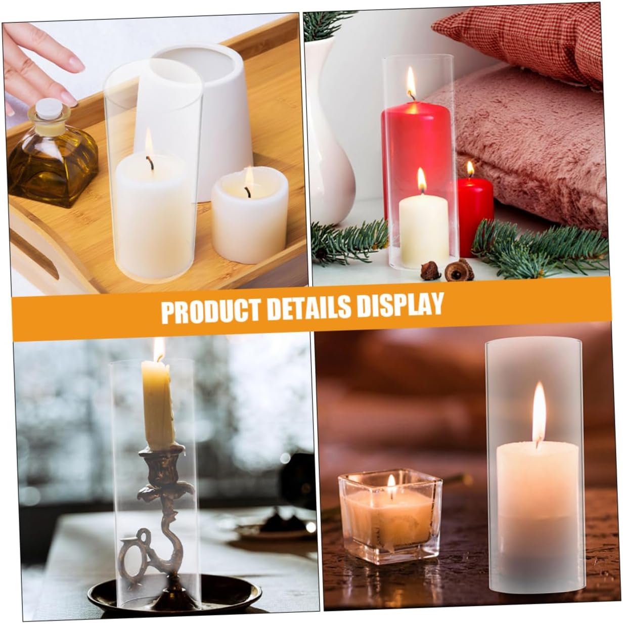 Zerodeko Windproof Glass Candle Holder with Cylinder Shade