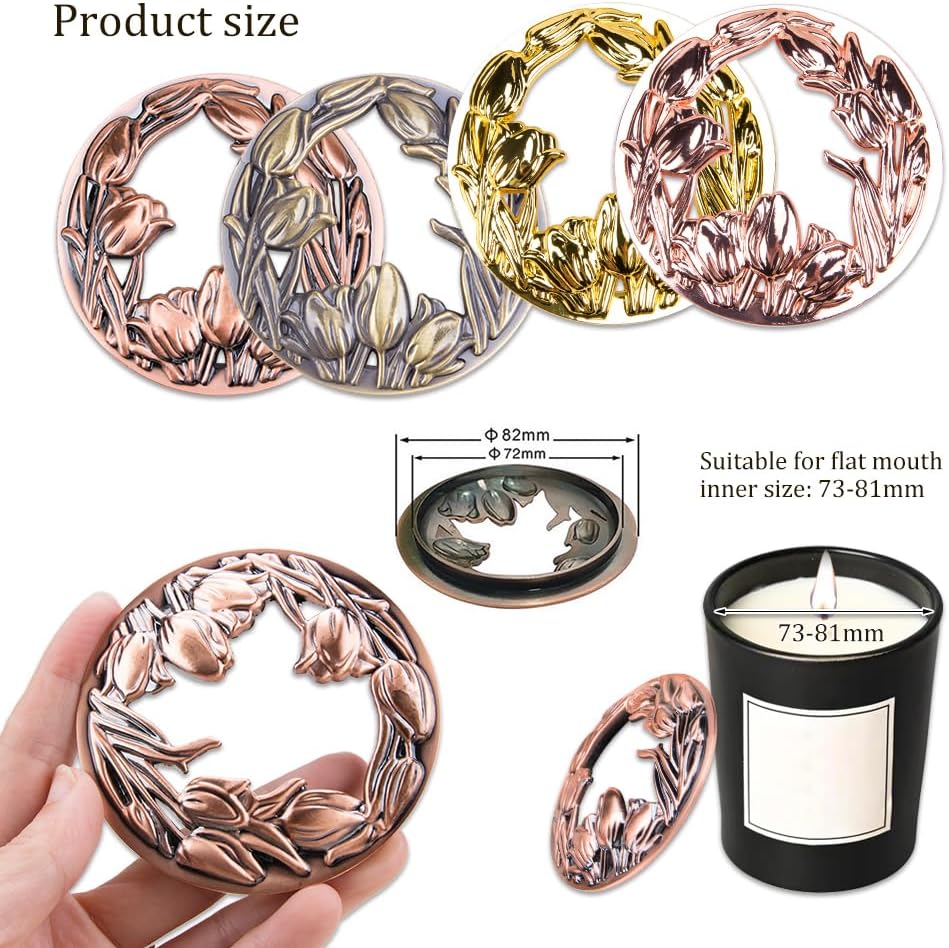 2Pcs Brass Red Candle Toppers for Jar Candles