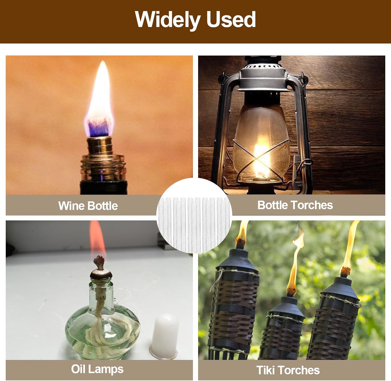 Light Long Life Fiberglass Wicks for Tiki Candles