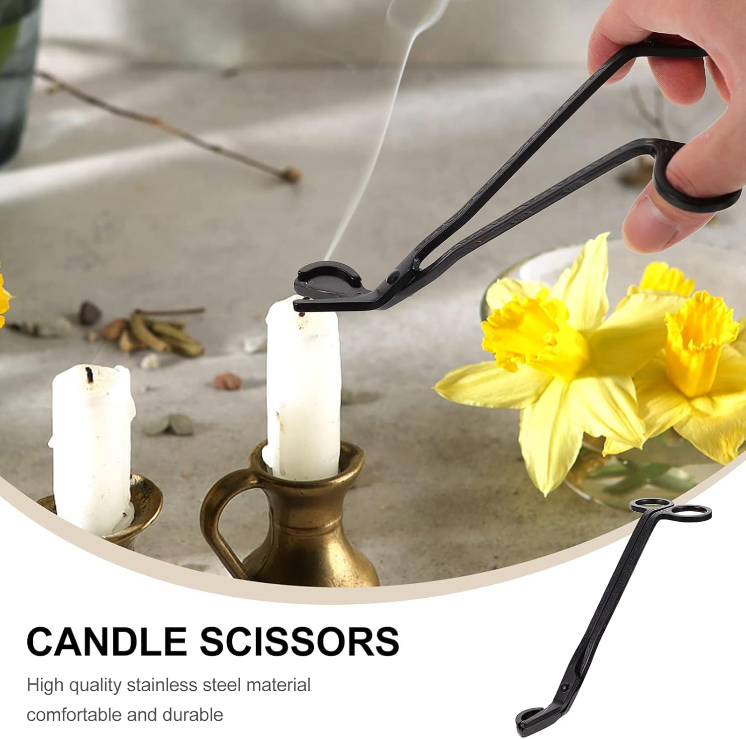 IMIKEYA 3pcs Black Stainless Steel Candle Wick Trimmers and Snuffers