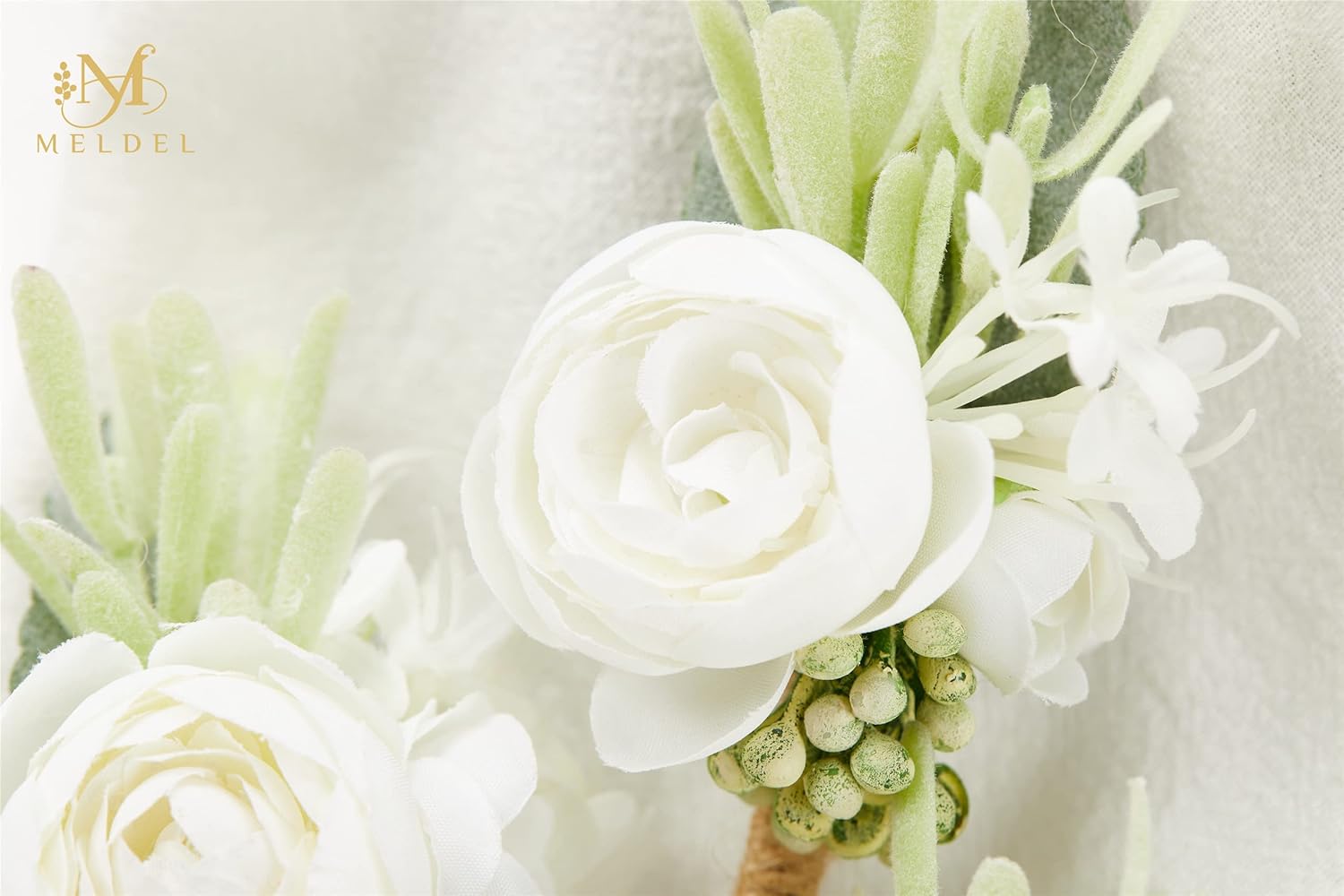 Meldel Ivory Greenery Boutonniere Set of 6