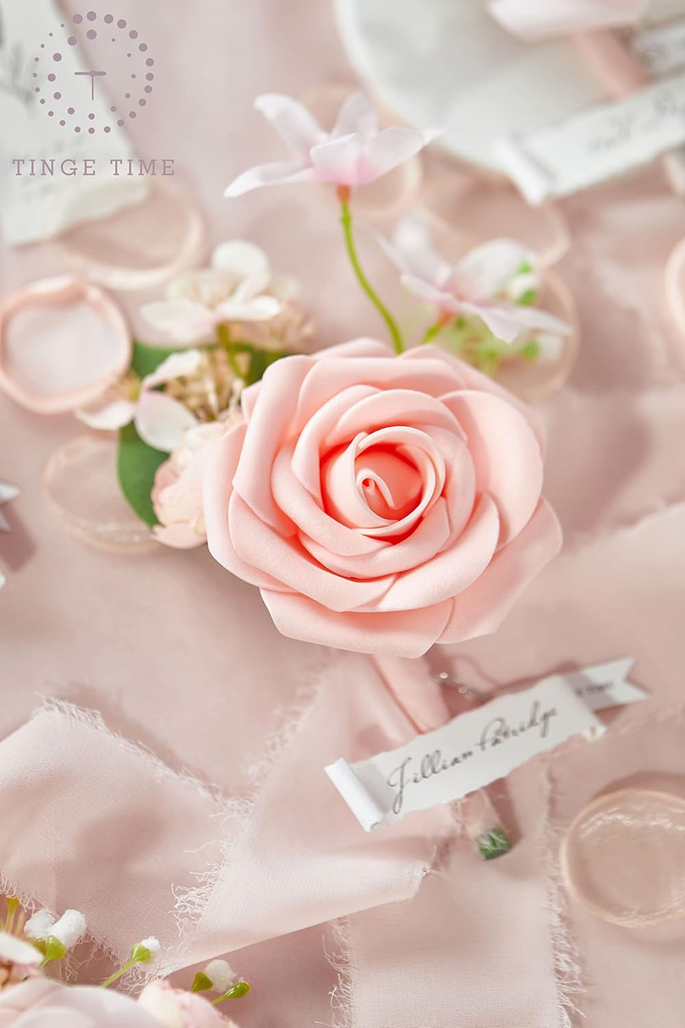 TingeTime Silk Flower Boutonniere Set for Men