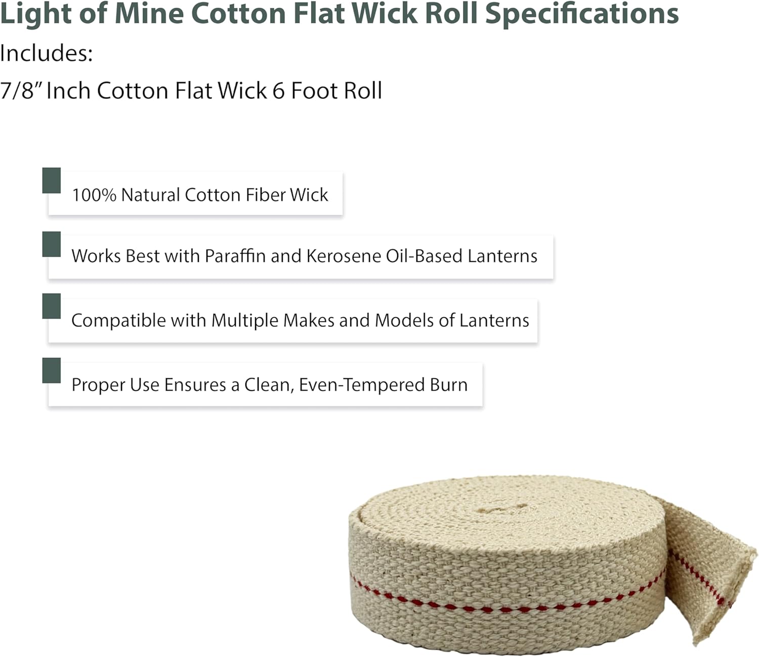 Light of Mine 78 Inch Cotton Wick for Lanterns and Oil Lamps