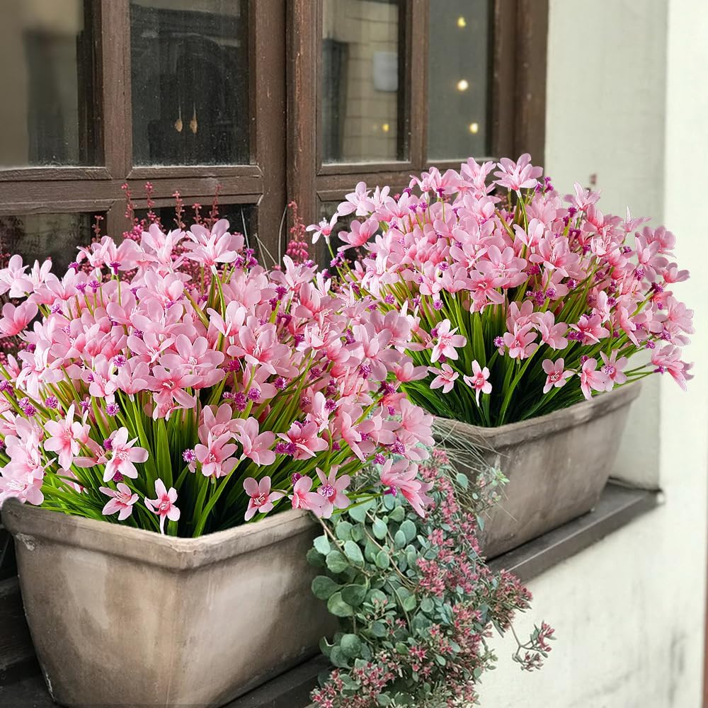 HAPLIA 4 Bundle Artificial Daffodils Flowers Pink