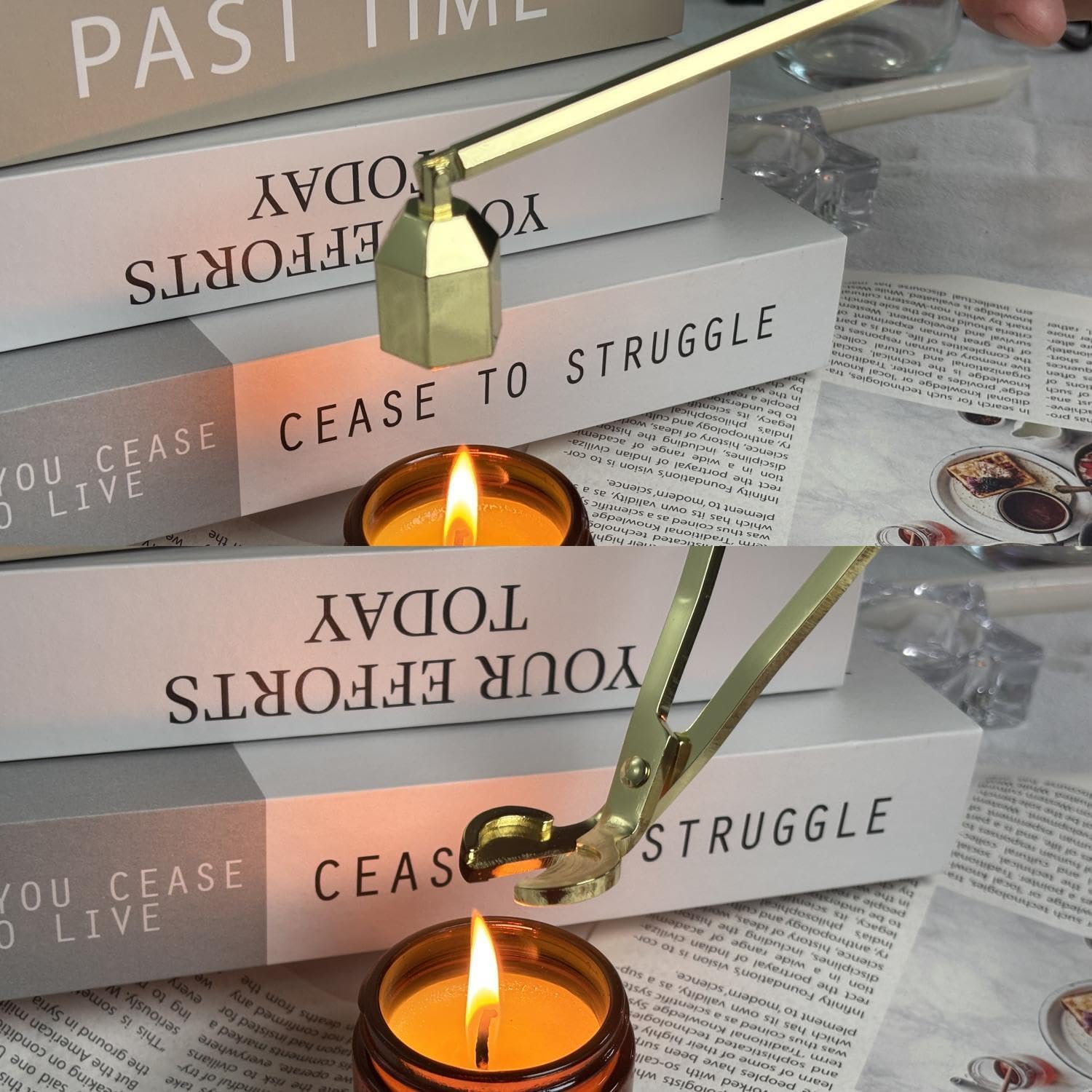 Santiyis Gold Candle Care Kit With Wick Trimmer And Snuffer