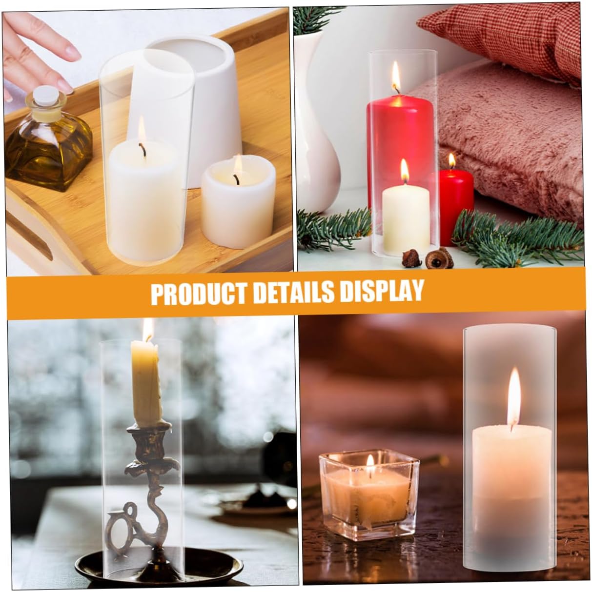 Vintage Glass Candle Holder Tealight Windproof Lampshade
