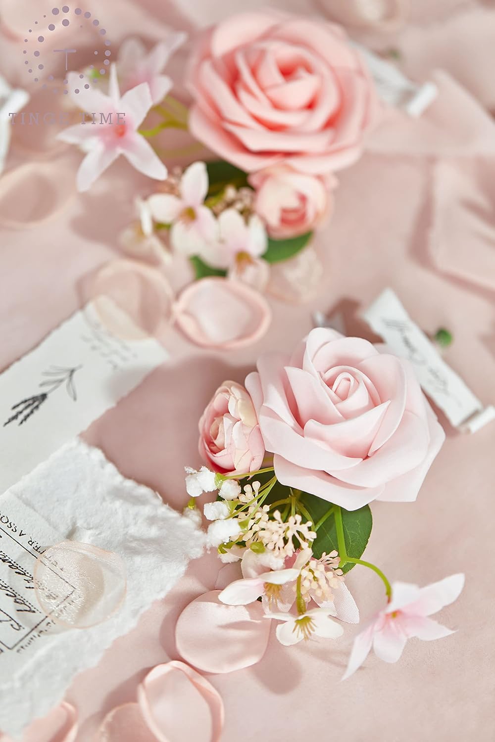 TingeTime Silk Flower Boutonniere Set for Men