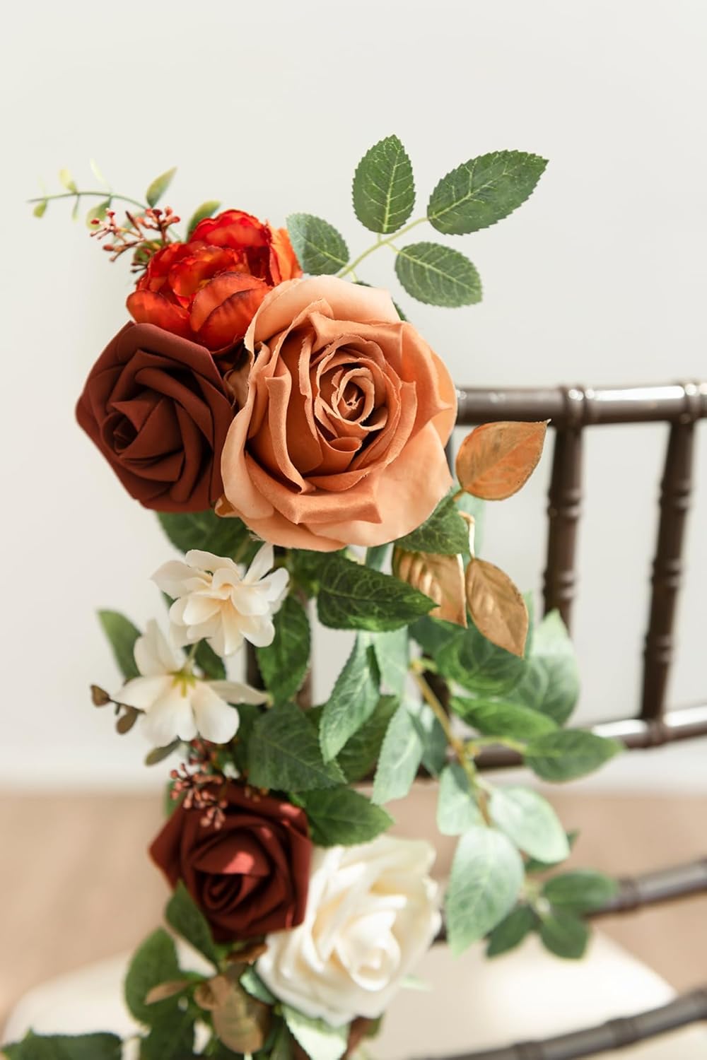 Fall Wedding 10pcs Chair Decorations Orange Terracotta Floral Swag