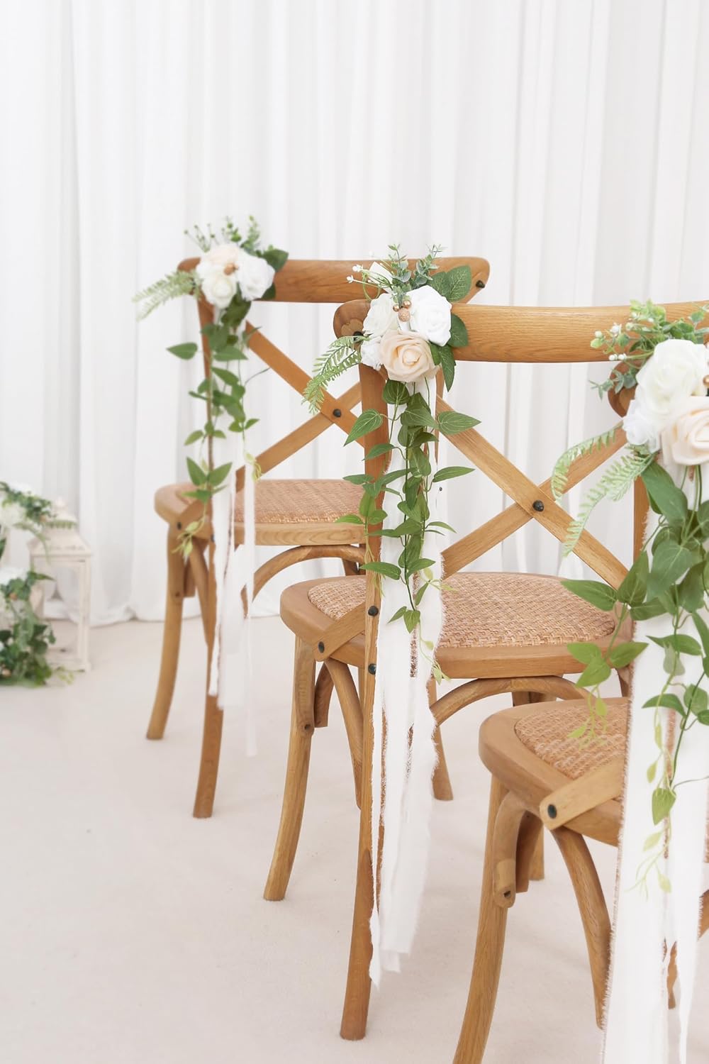 DORIS HOME White Pew Flowers Set of 10 for Wedding Ceremony