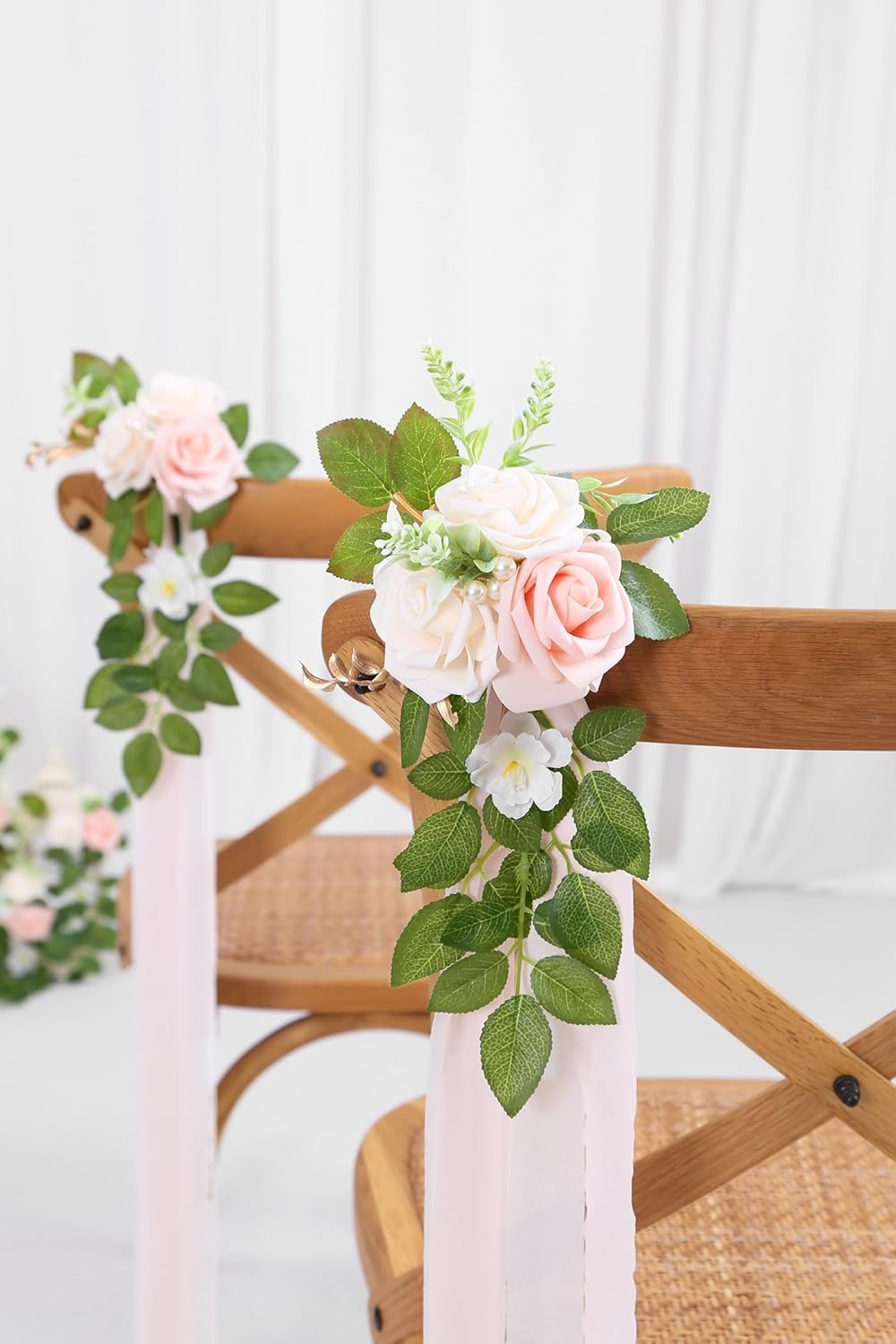10 Pink Wedding Chair Decor Flowers for Aisle Ceremony