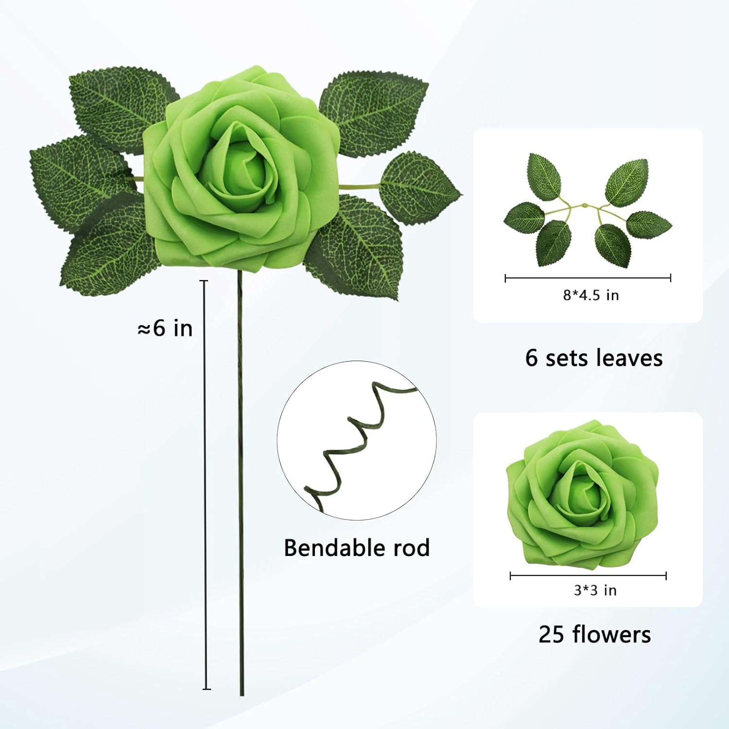 JOYLEX Realistic Roses Artificial Flowers 25pcs Set