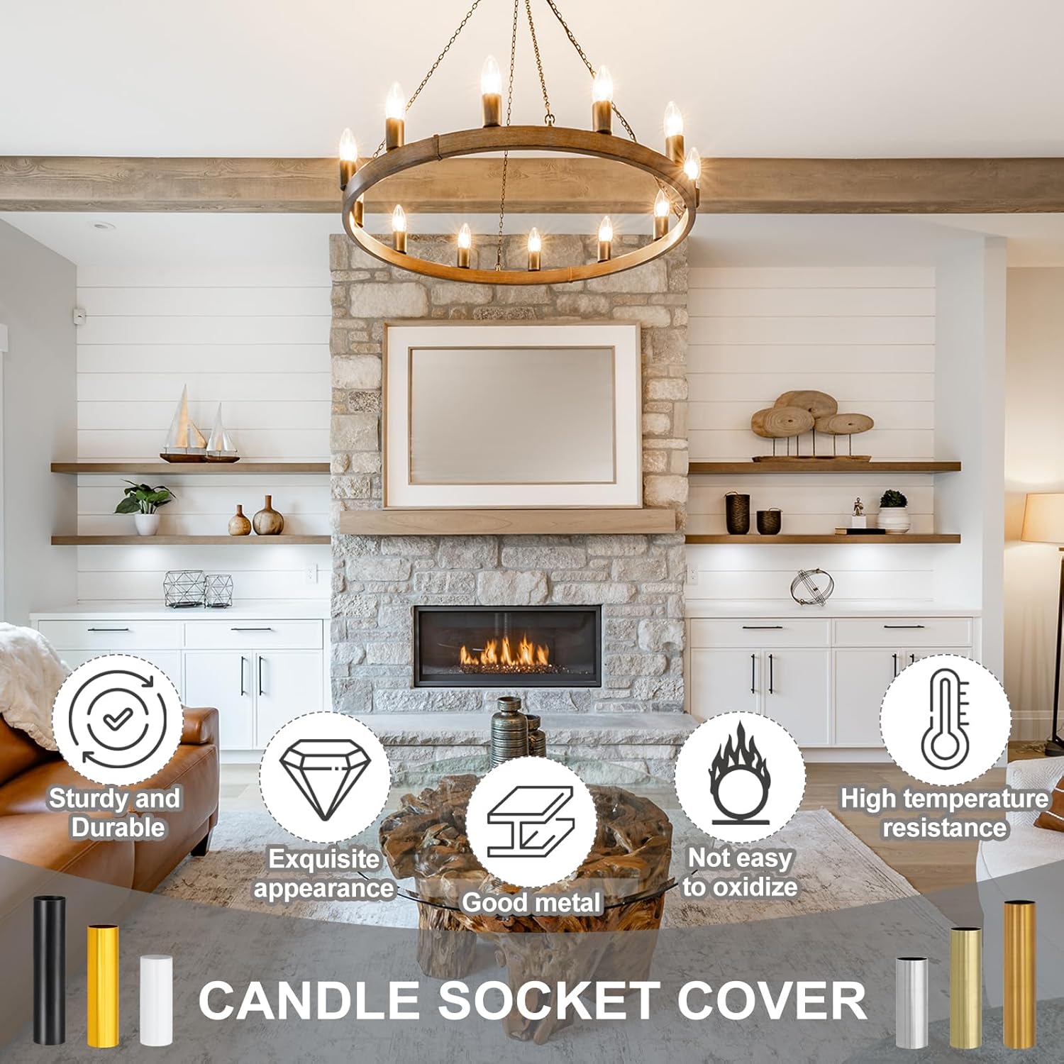 PATIKIL 35 Inch Tall Candle Covers Sleeves 10Pcs Metal E12 Socket Holder
