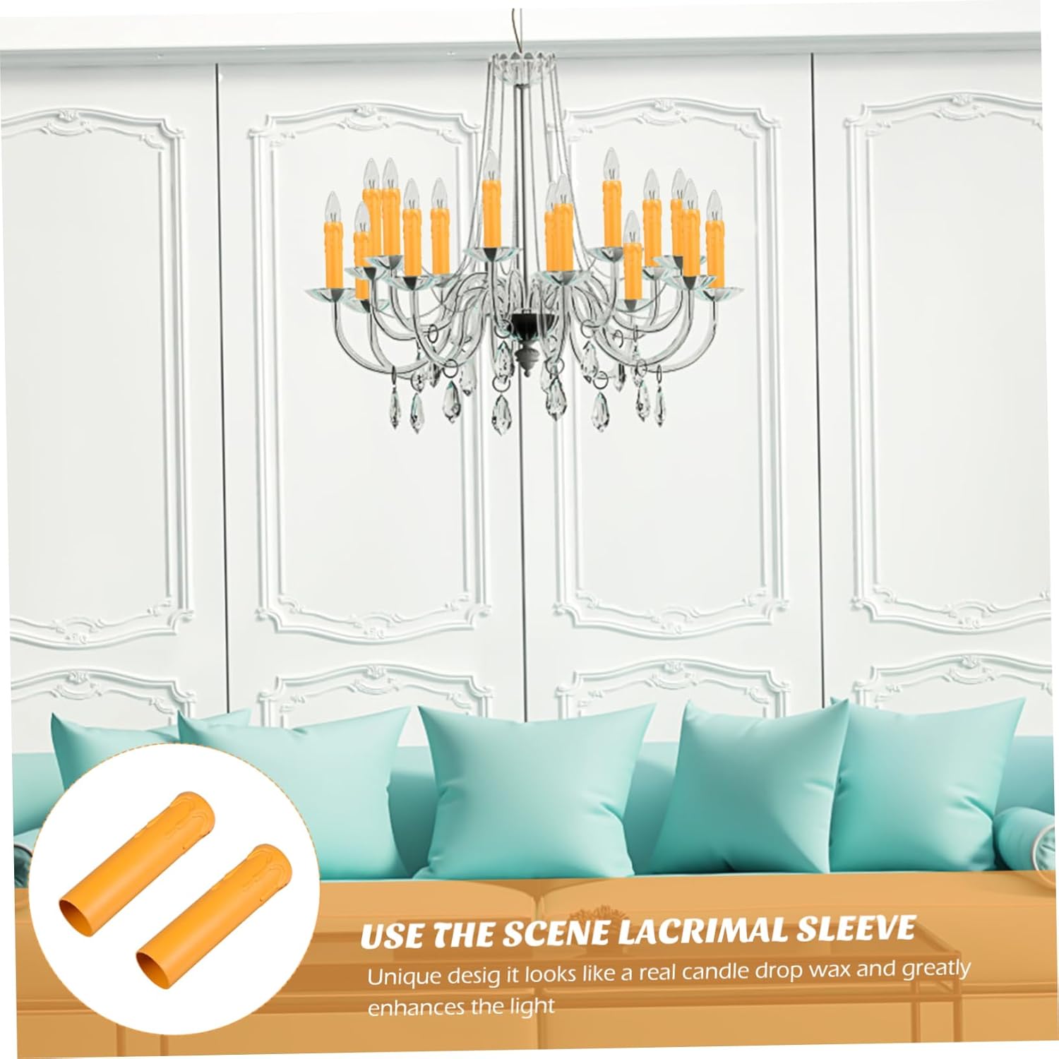 NUOBESTY 20 Pcs Lightweight Plastic Candle Sleeves for Chandeliers and Events