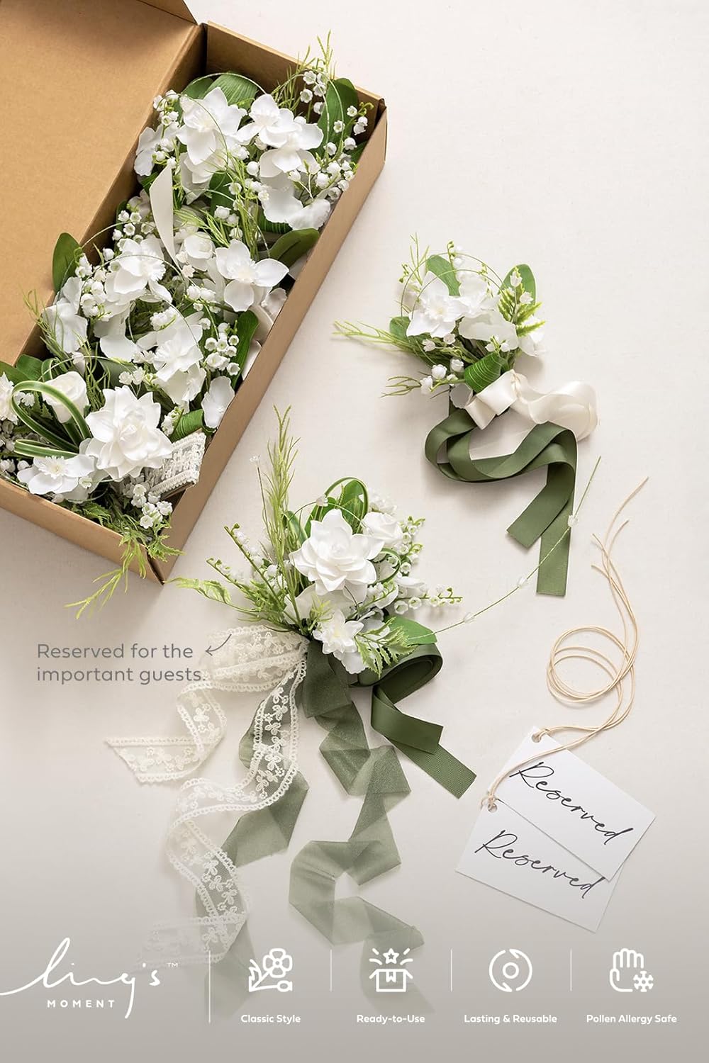 Lings Moment 8pcs Artificial Wedding Chair Decorations