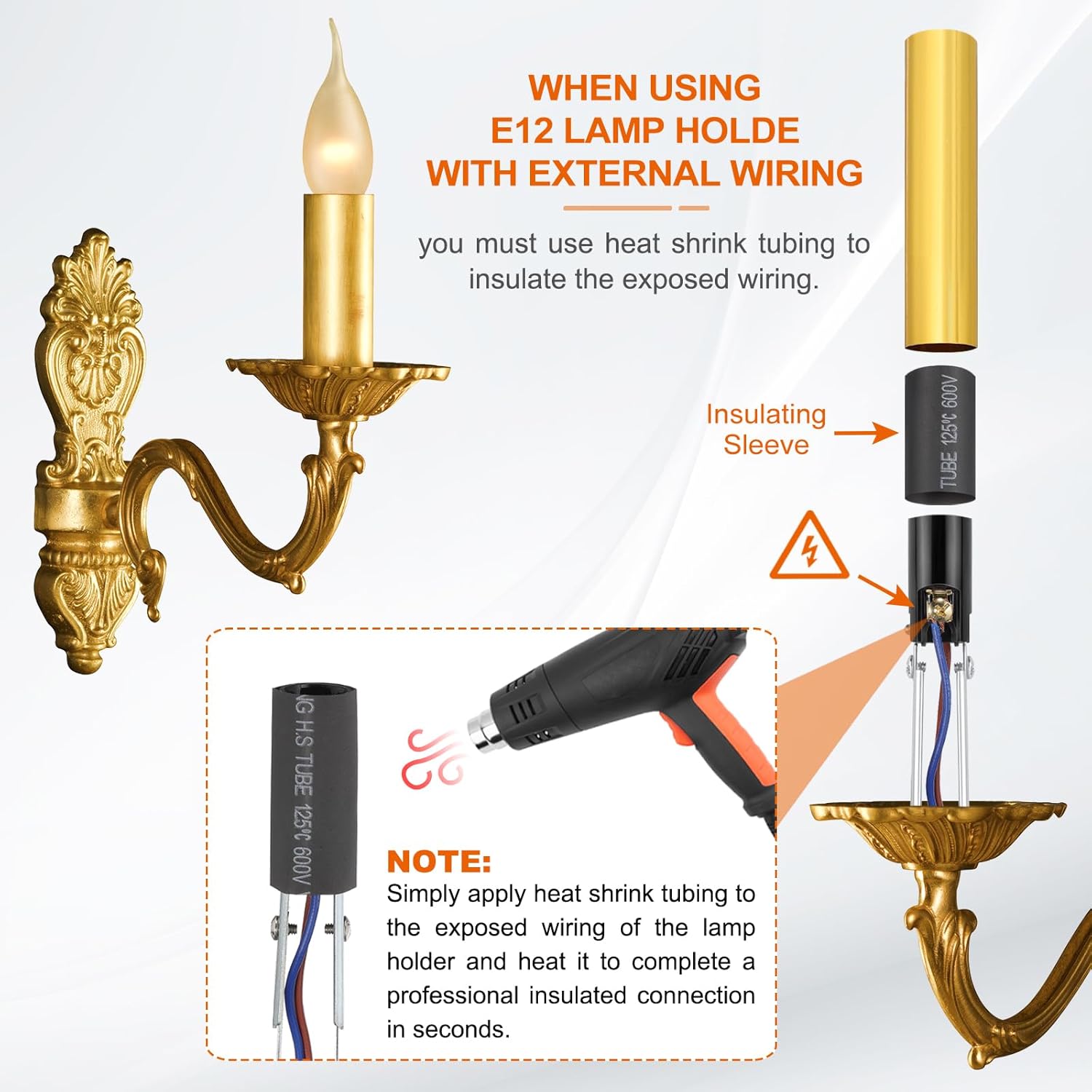 PATIKIL 35 Inch Tall Candle Covers Sleeves 10Pcs Metal E12 Socket Holder
