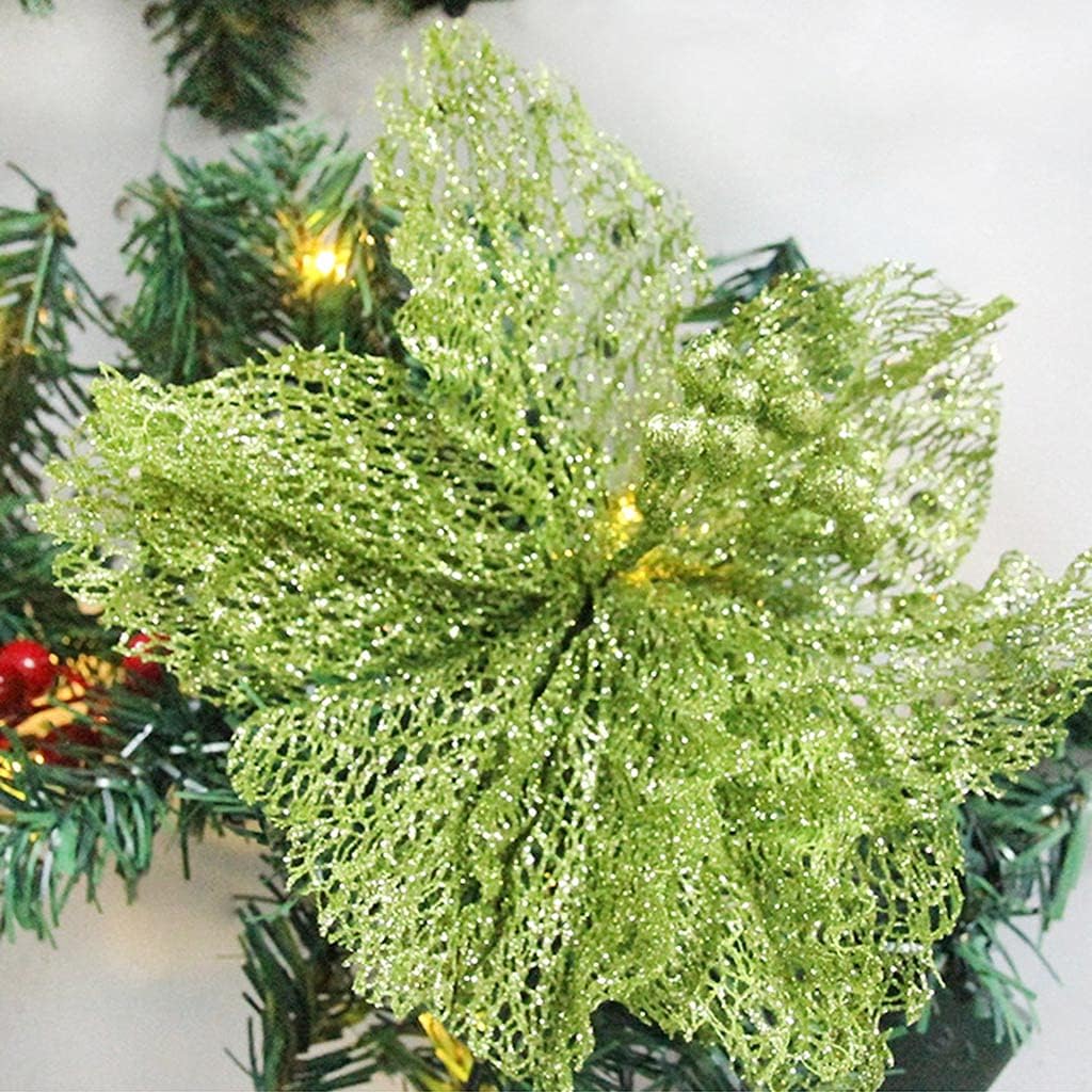 27m 9ft Christmas LED Rattan Red Flower Decorative Wreath