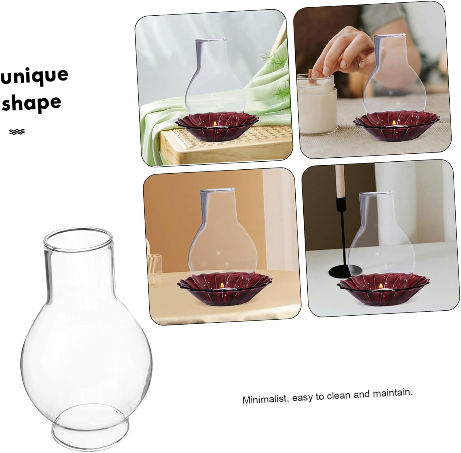 Glass Candle Holder Sleeve for Taper Candles Windproof Design