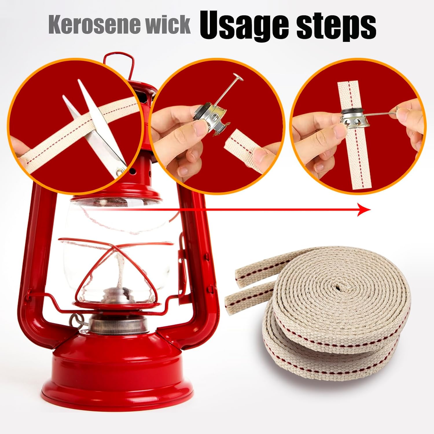 2 Roll Oil Lamp Wick 13 Feet 12 Inch Cotton Wick Replacement