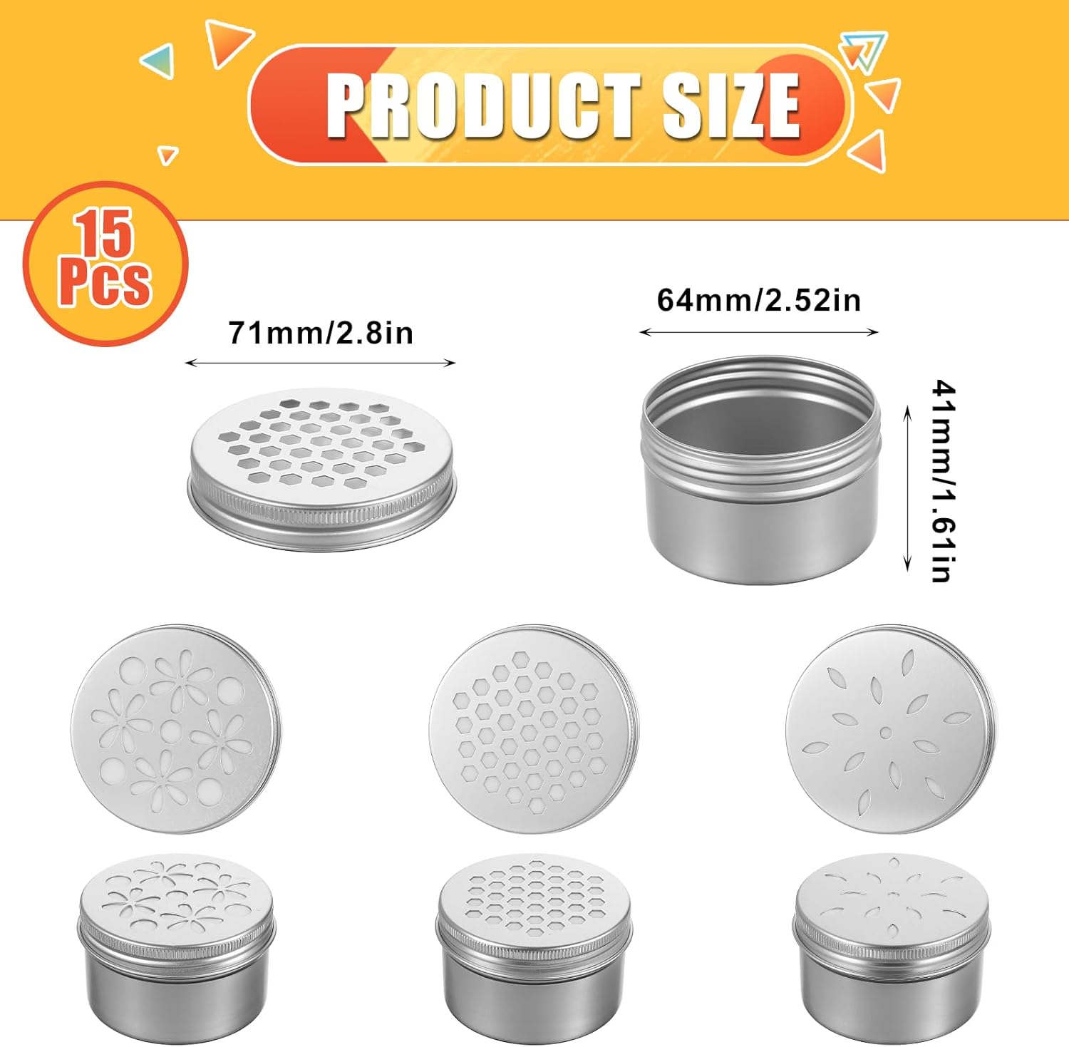 15 Pcs Aluminium Tins with Hollow Lids for Candles and Spices