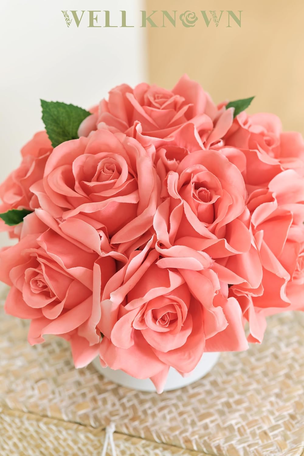 Realistic Artificial Flowers with Ceramic Vase