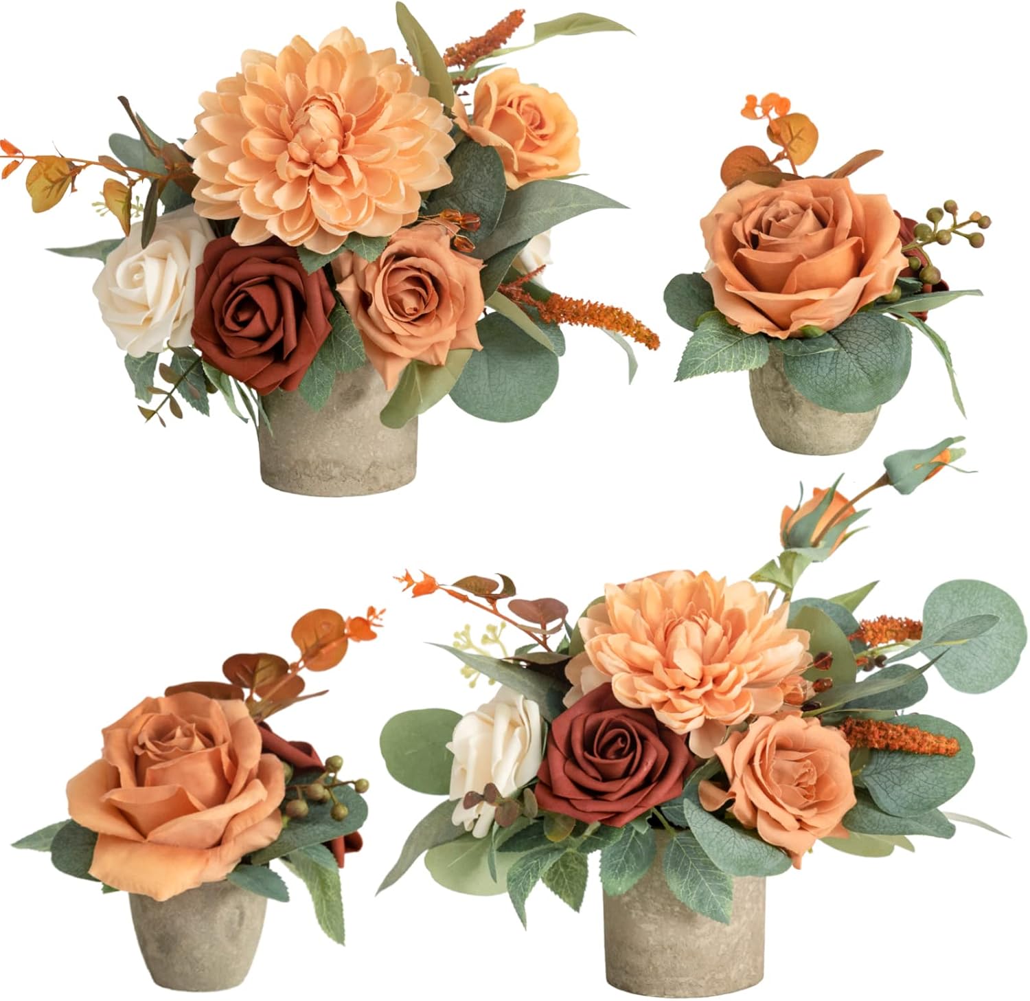 Lings Moment Terracotta Artificial Flowers Set with Vase Wedding Centerpieces