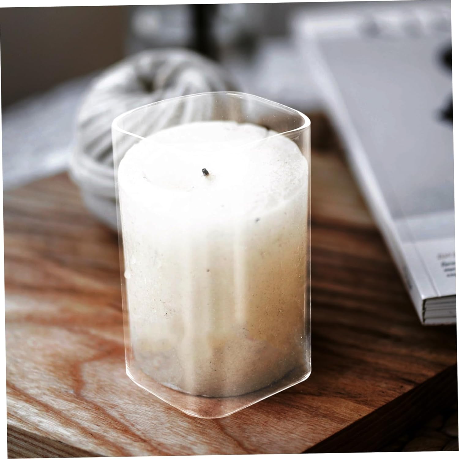 Cylindrical Glass Candle Shade Windproof Cover for Home Decor