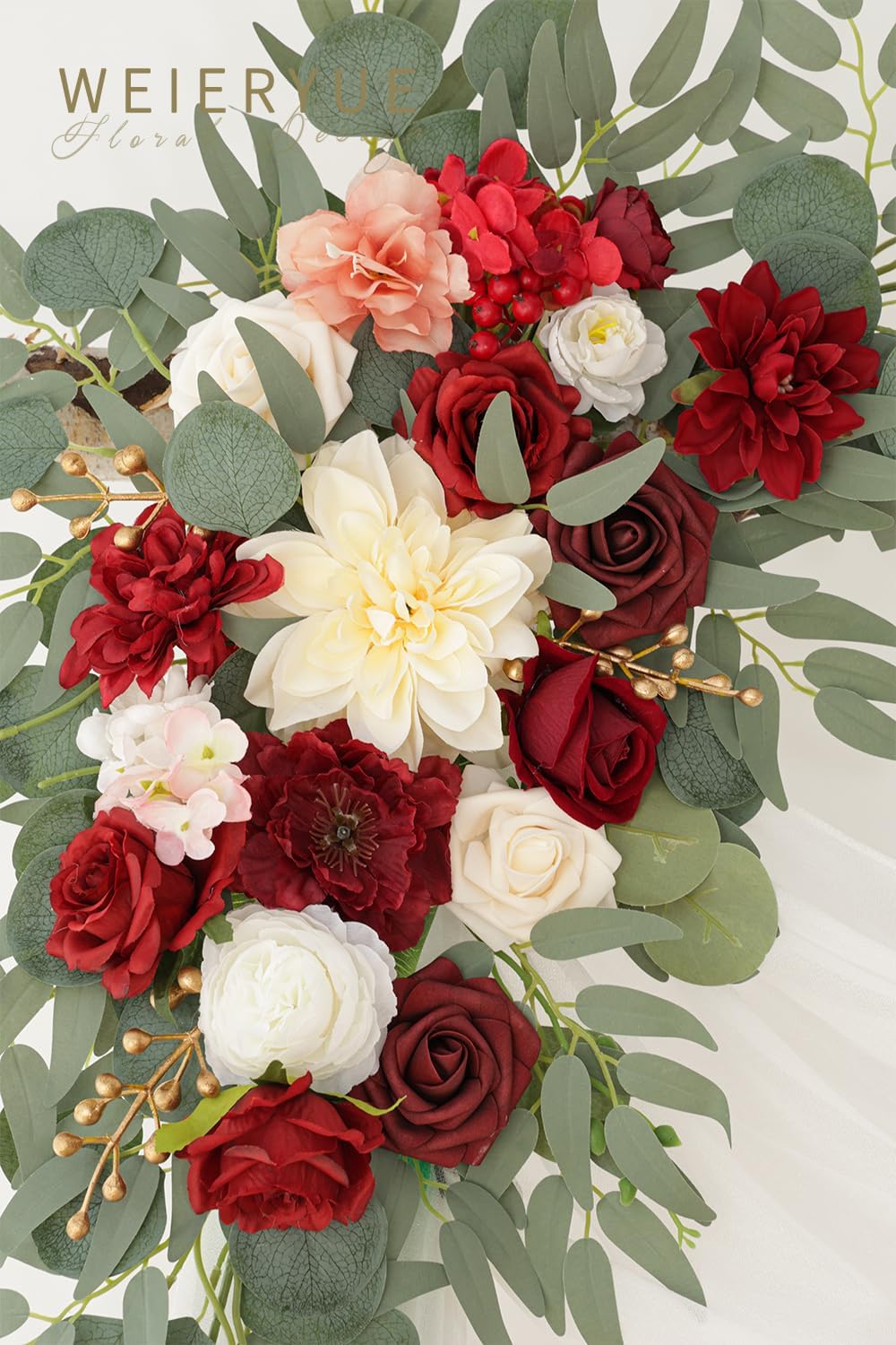 Burgundy Wedding Arch Flowers Kit with Drape
