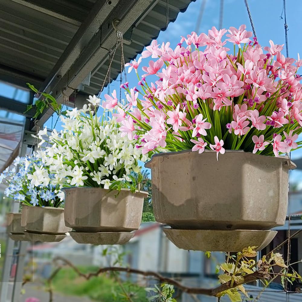 HAPLIA 4 Bundle Artificial Daffodils Flowers Pink