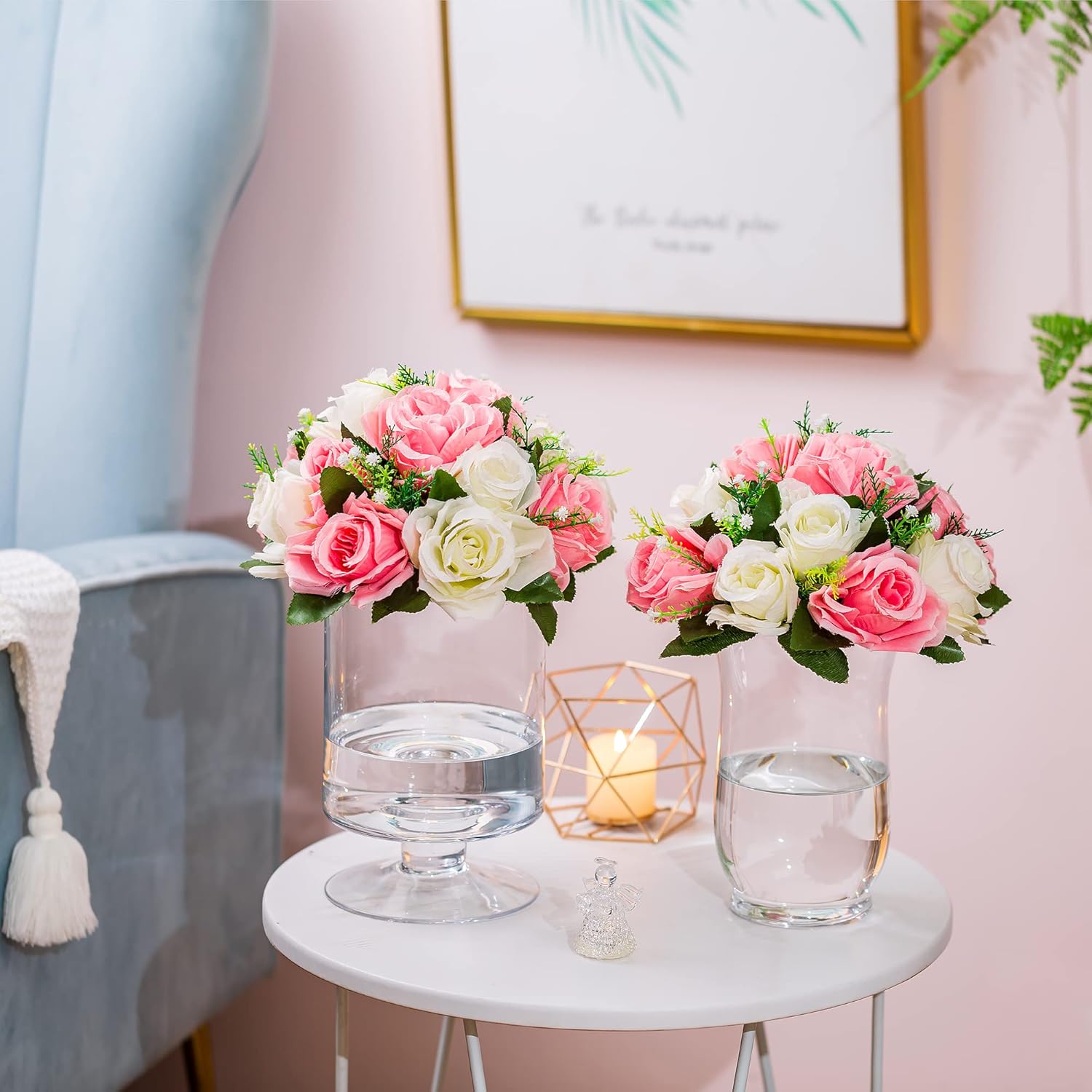 Pink White Flower Balls Centerpieces for Wedding Tables 2 Packs
