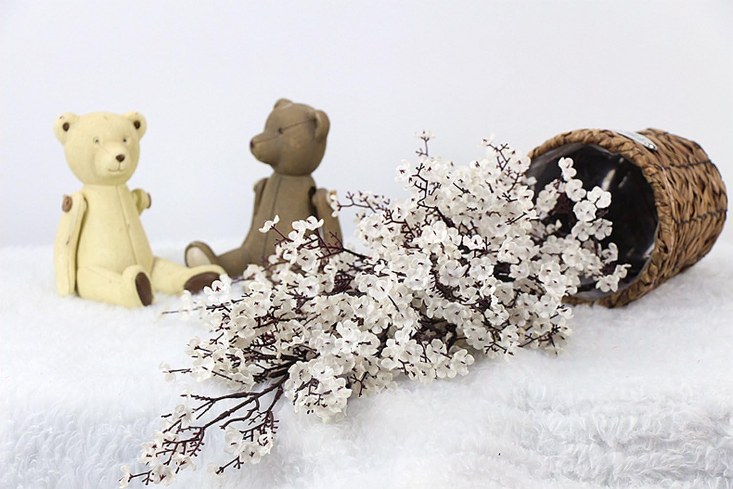 JAKY Global White Artificial Babys Breath Flowers 6 Bundle