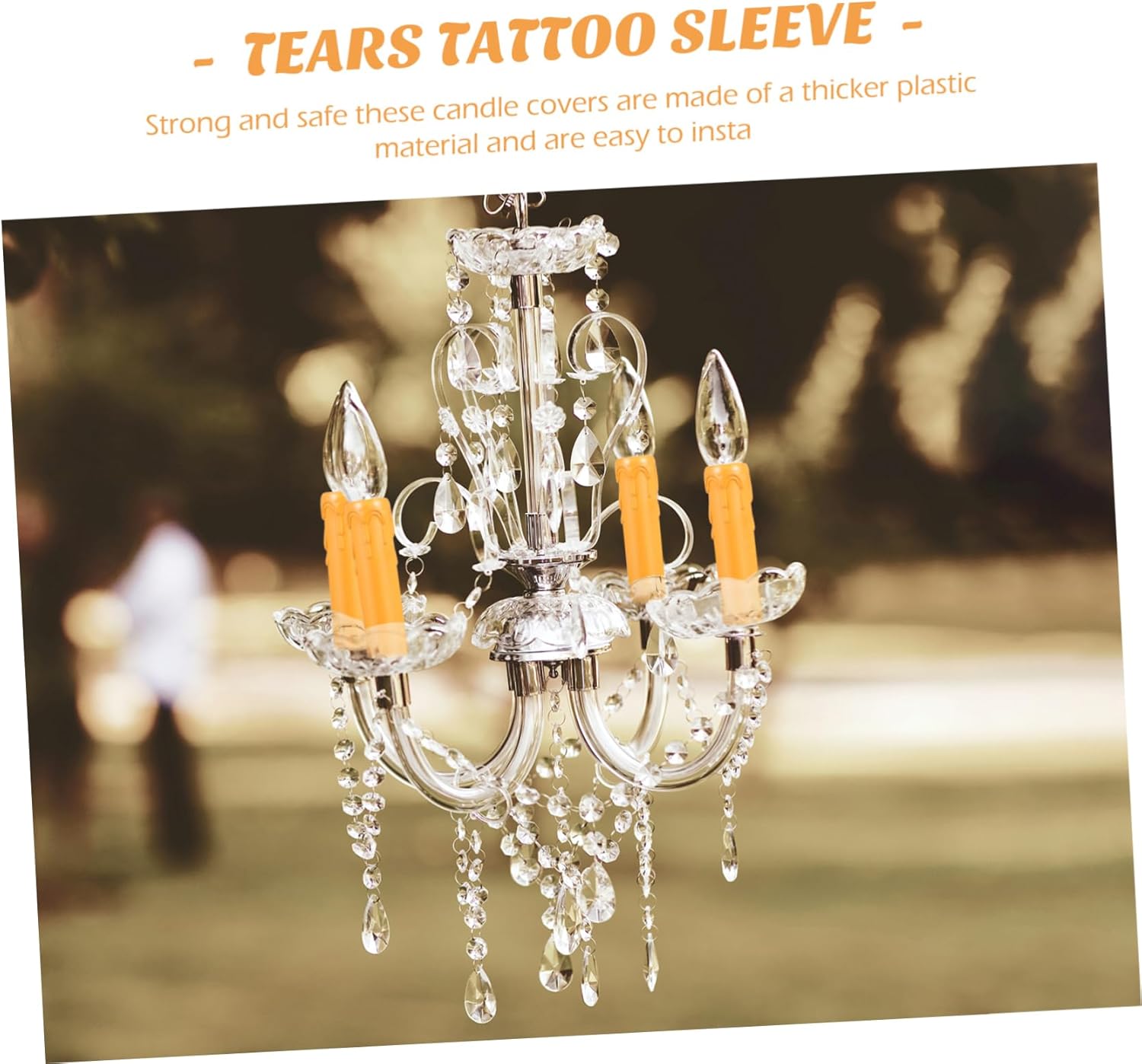 20 Pcs Lightweight Plastic Candle Sleeves with Tear Pattern Chandelier Socket Covers