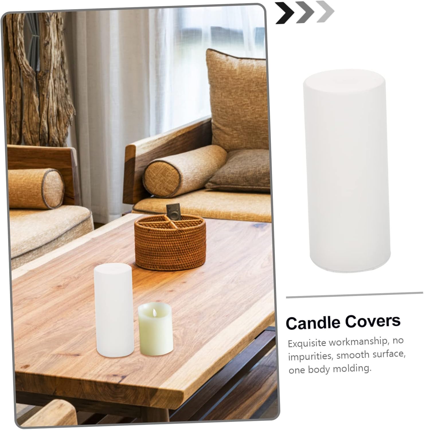 6pcs White Cylindrical Candle Protection Covers for Electric Candles