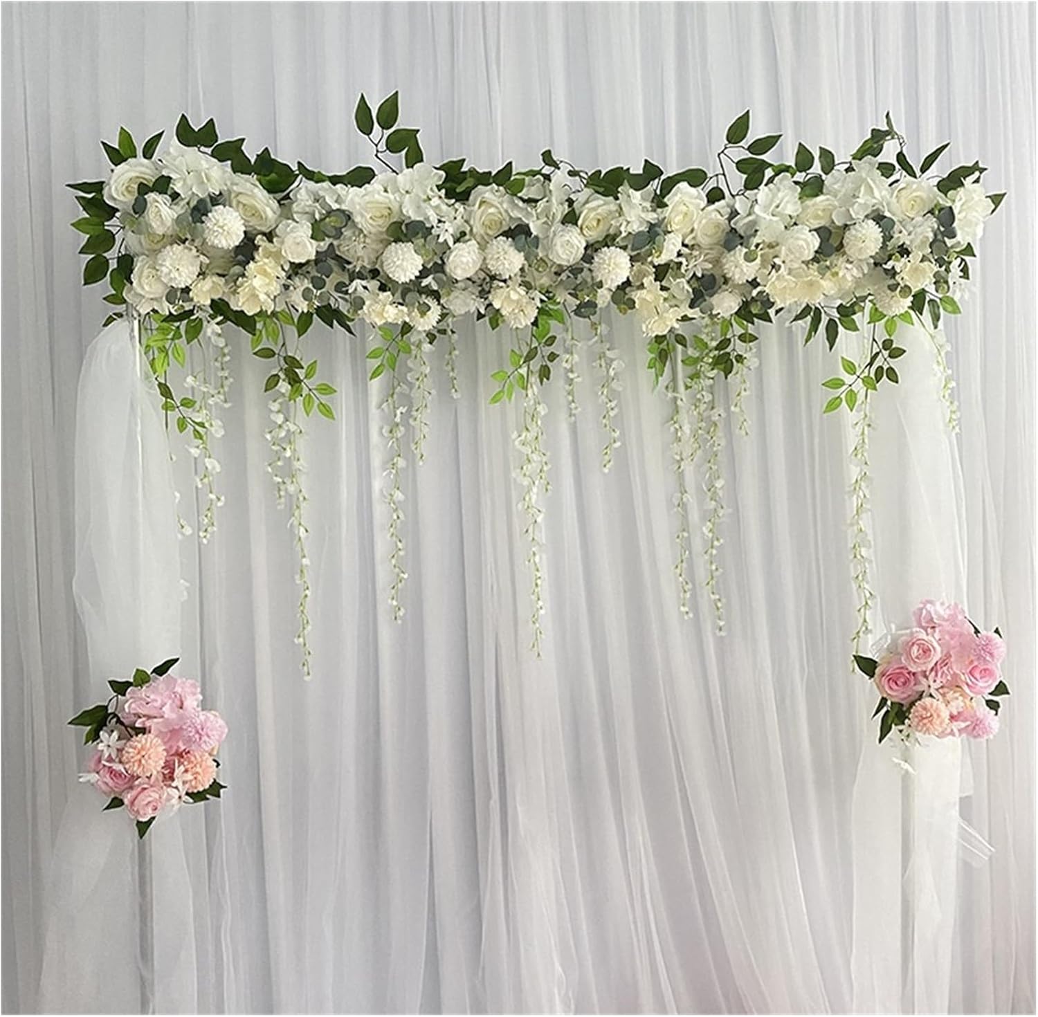 100cm Pink Artificial Peony Rose Flower Decor Wall Arch
