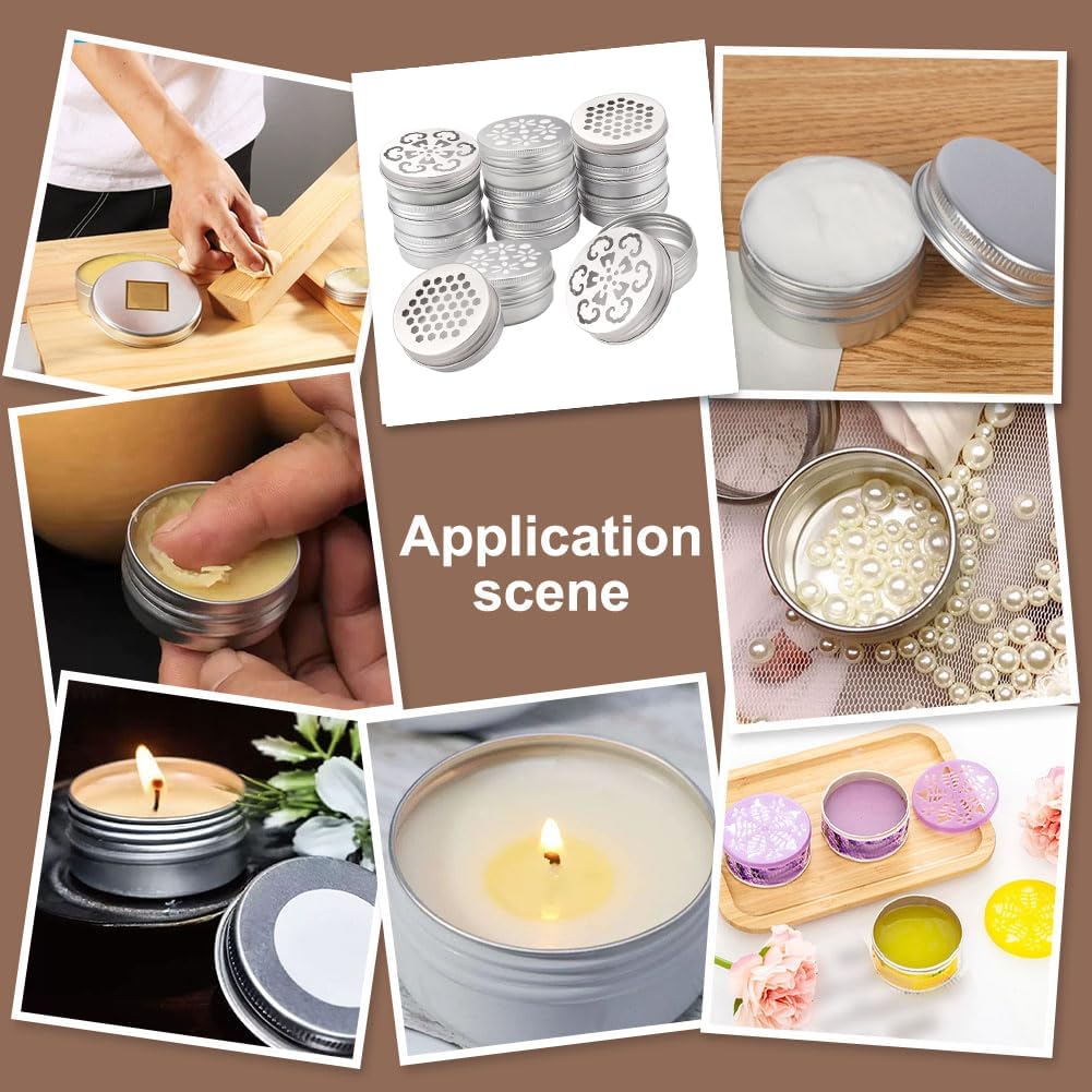 PH PandaHall 12pcs Aluminium Tins with Hollow Lids