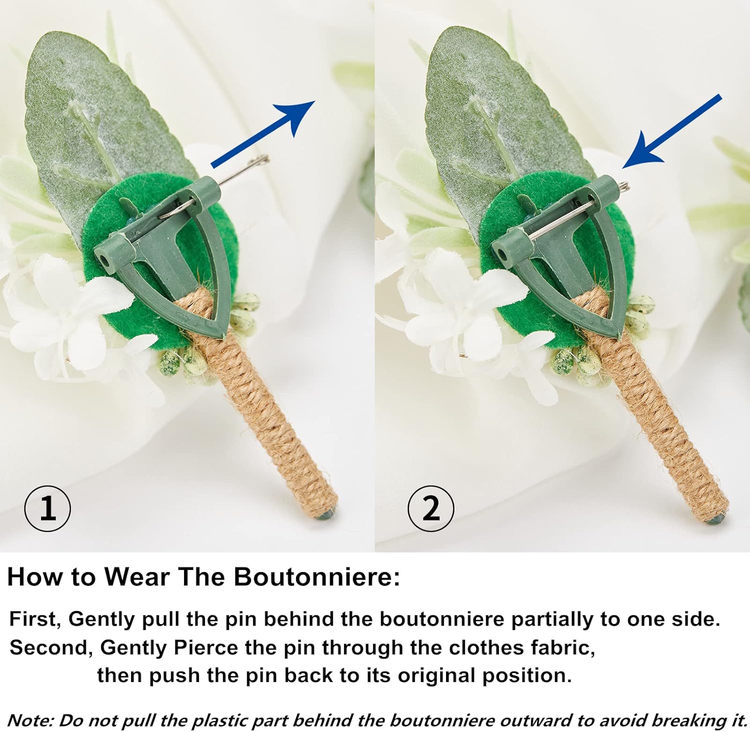 Meldel Ivory Greenery Boutonniere Set of 6