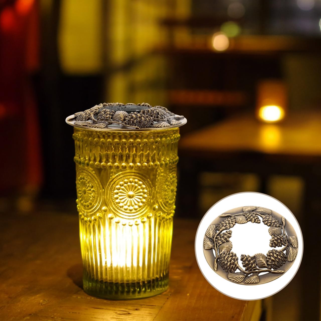 Bronze Candle Jar Topper - Zinc Alloy Hollow Lid for Even Burning