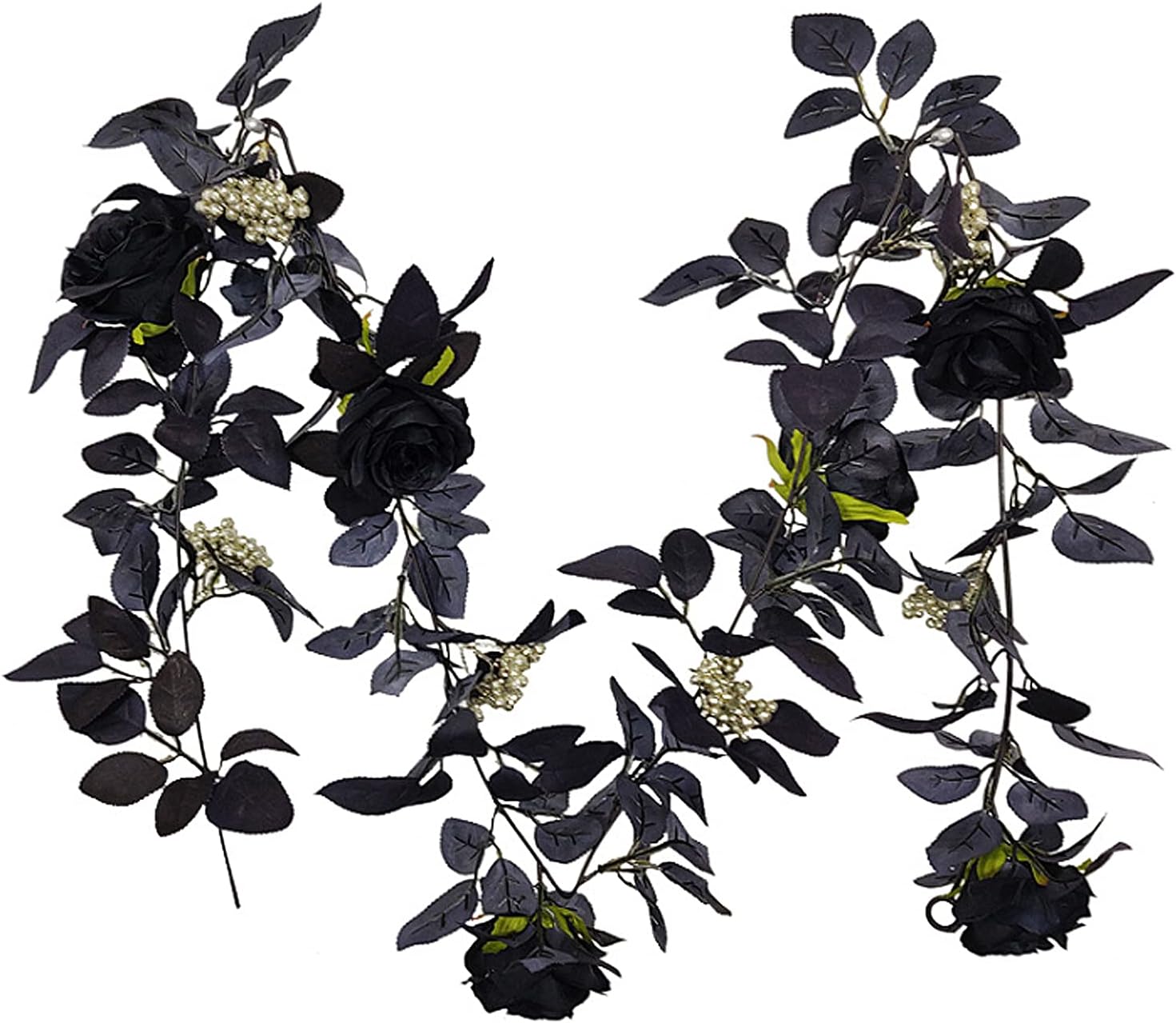 BFYDOAA 180cm Artificial Black Rose Vine Halloween Garland