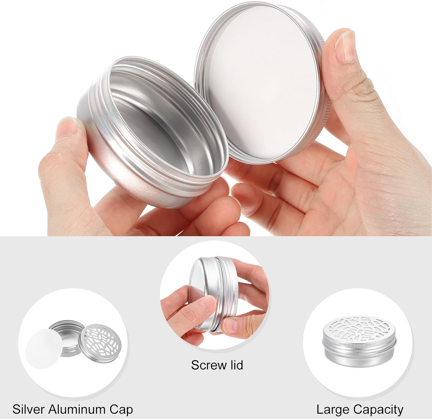 HARFINGTON 8 Pcs Aluminum Tins with Hollow Lids 2oz