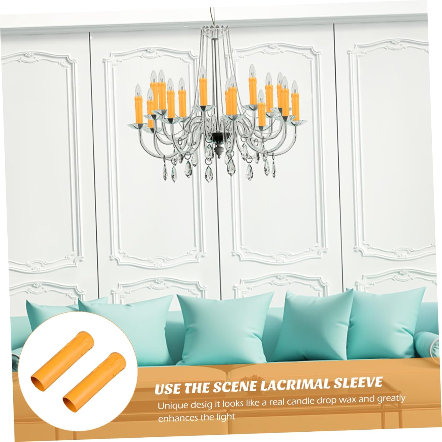 20 Pcs Lightweight Plastic Candle Sleeves with Tear Pattern Chandelier Socket Covers