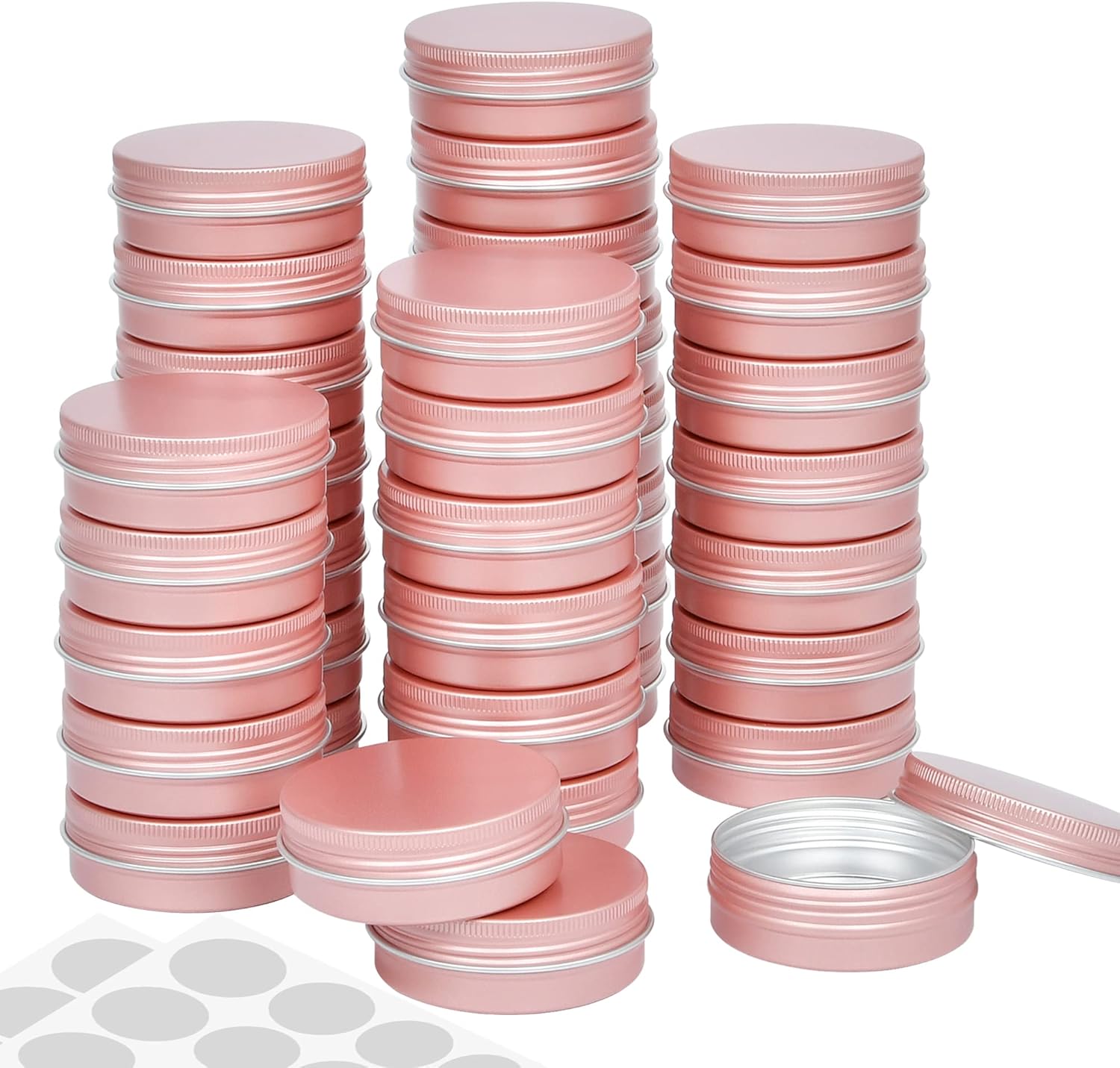 36 Piece 2 oz Aluminum Rose Gold Tin Cans with Lids