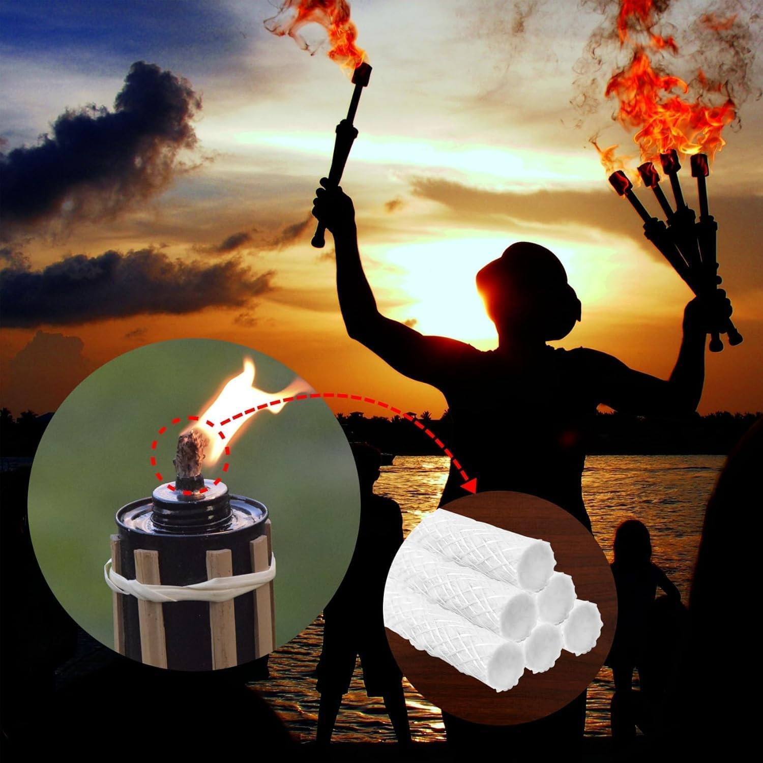 50 Pcs Fiberglass Lantern Wicks for Tiki Torches