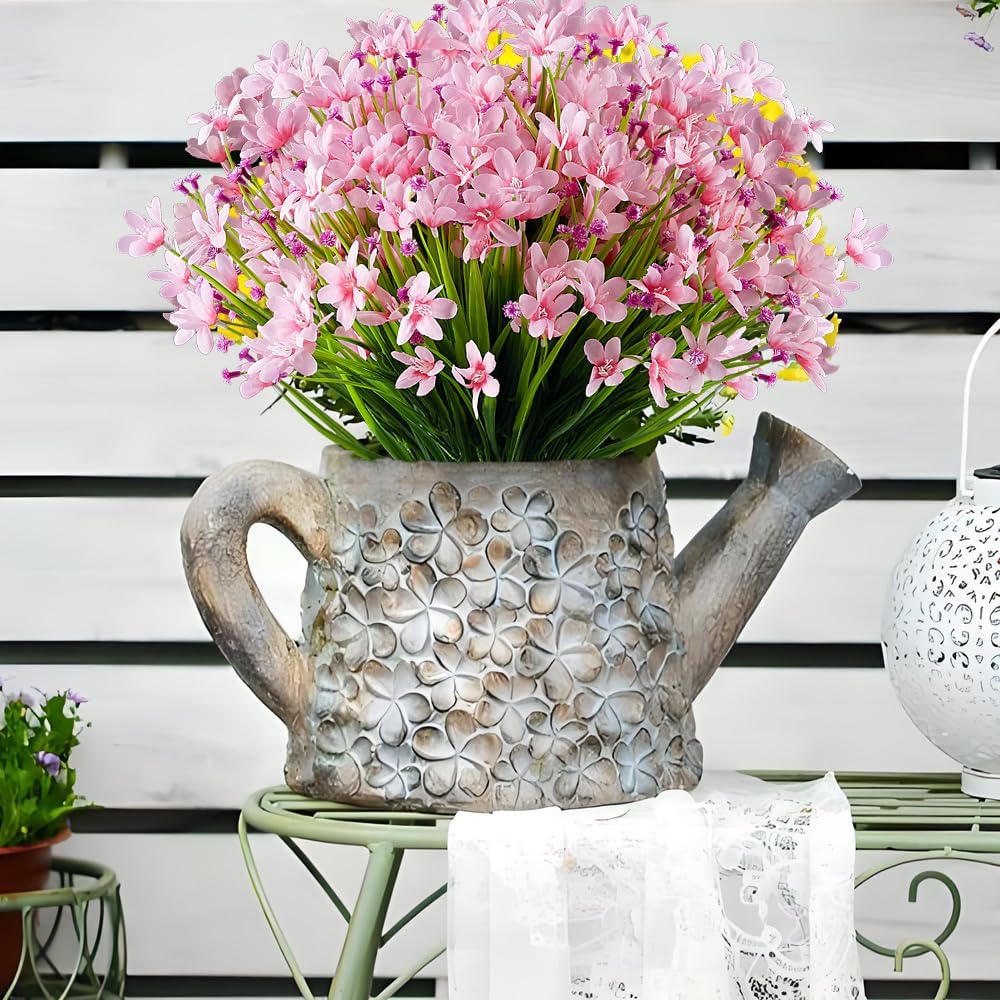 HAPLIA 4 Bundle Artificial Daffodils Flowers Pink
