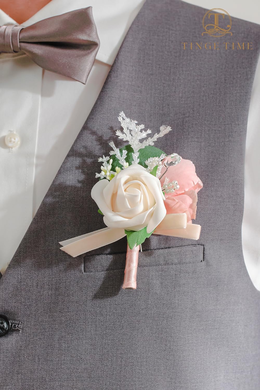 TINGE TIME Sakura Pink Boutonniere Set