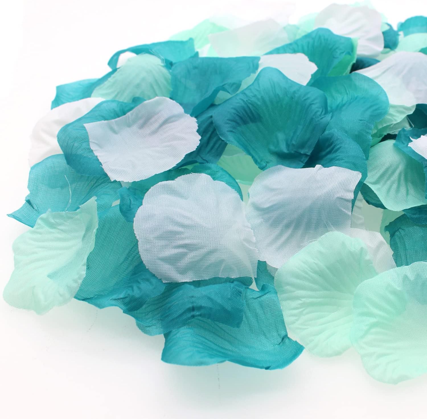 900PCS Teal Mint White Silk Rose Petals Confetti