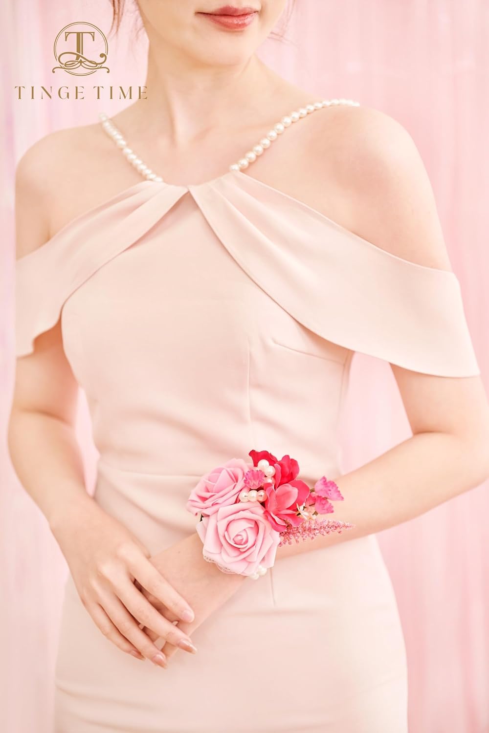 TINGE TIME Wrist Corsage Set for Wedding and Prom