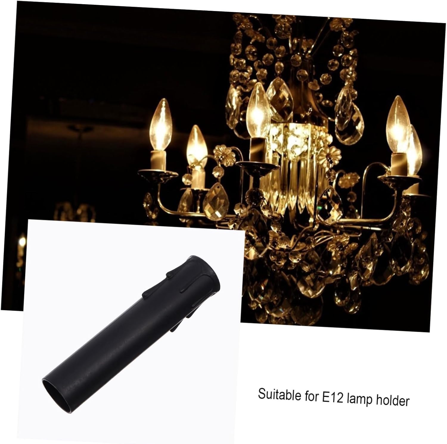 20pcs Plastic Candle Sleeve Covers for Chandeliers Black Teardrop Design Reusable