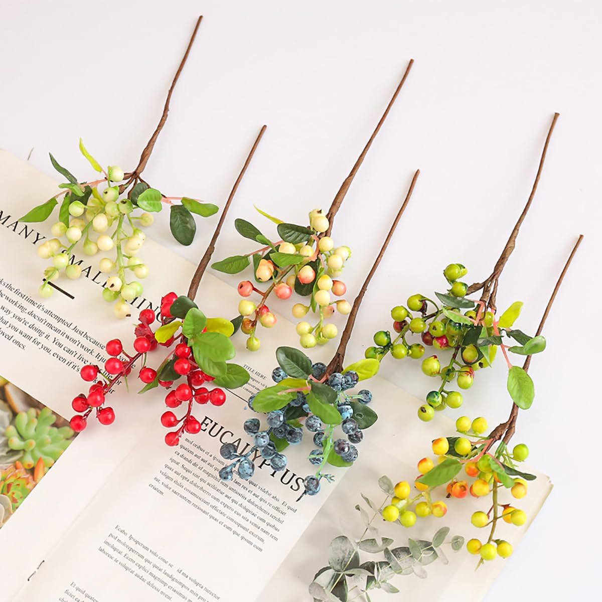 10 Pcs Artificial Blueberry Stems for Home Decoration